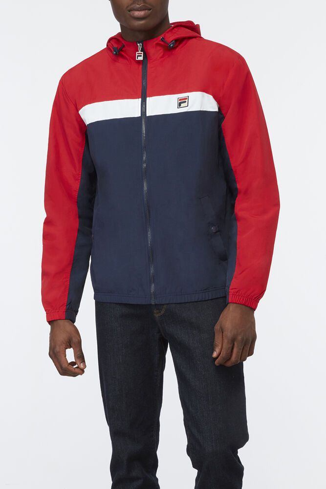 Fila Clipper Wind Red/Navy Jacket Mens - NZ 21035-ESZB